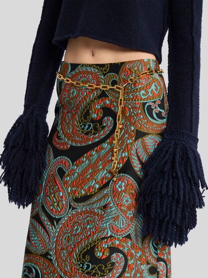 PAISLEY JACQUARD MIDI SKIRT