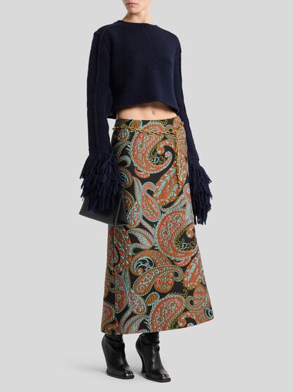 PAISLEY JACQUARD MIDI SKIRT