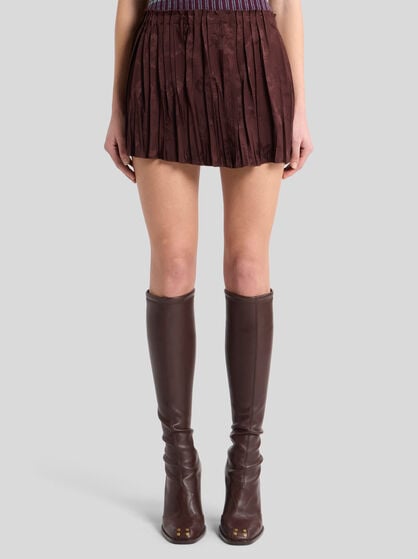 PLEATED WOOL-BLEND MINI SKIRT