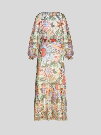 LONG PRINTED SILK DRESS
