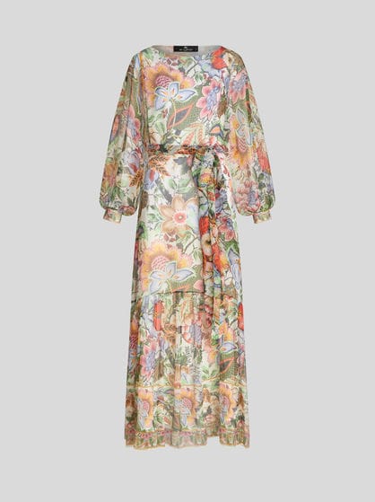 LONG PRINTED SILK DRESS