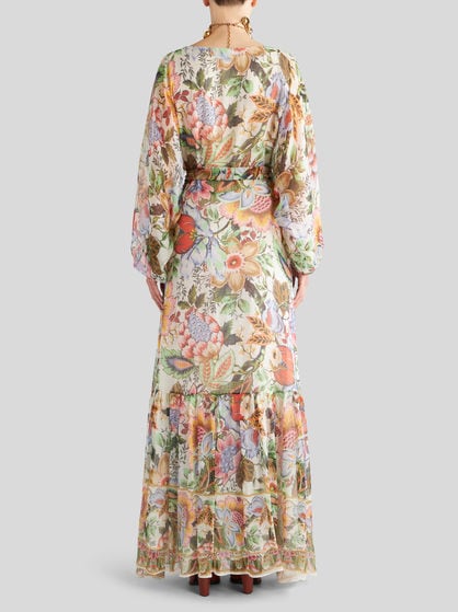 LONG PRINTED SILK DRESS