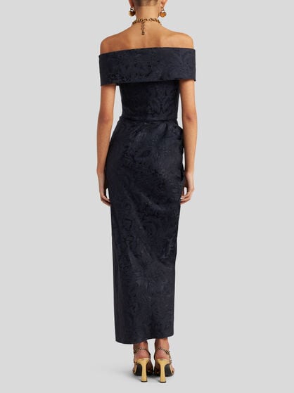 SILK-BLEND JACQUARD EVENING DRESS