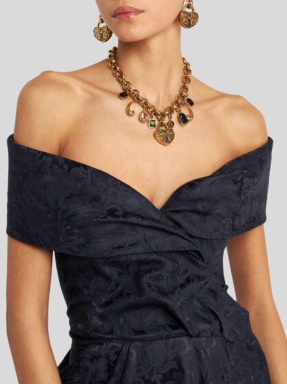 SILK-BLEND JACQUARD EVENING DRESS