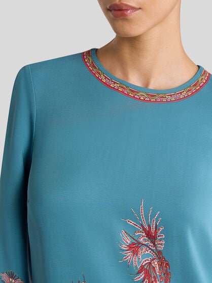 CADY TUNIC DRESS WITH PLACED PRINT