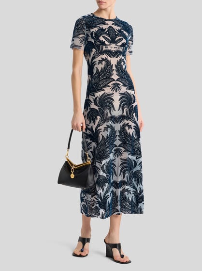FLOCKED TULLE SHEATH DRESS