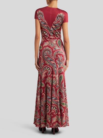 PRINTED CREPE JERSEY LONG DRESS