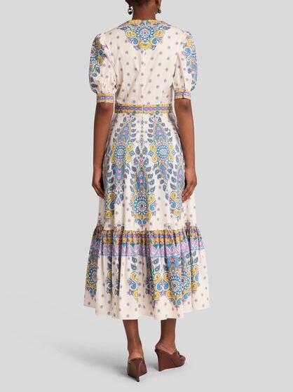 PRINTED COTTON MIDI DRESS
