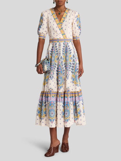 PRINTED COTTON MIDI DRESS