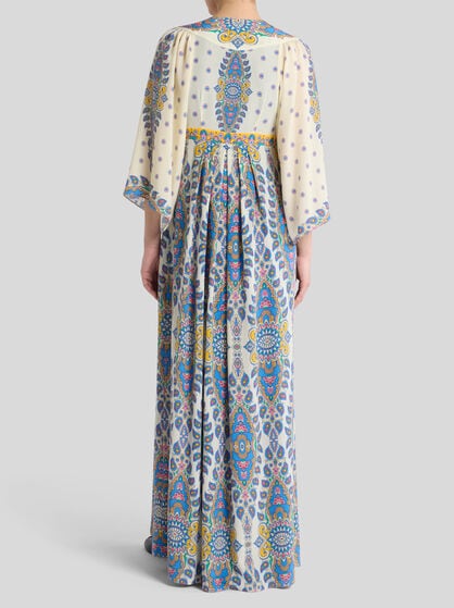 LONG PRINTED SILK DRESS