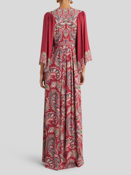 LONG DRESS WITH FLORAL PAISLEY PRINT