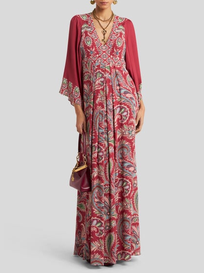 LONG DRESS WITH FLORAL PAISLEY PRINT