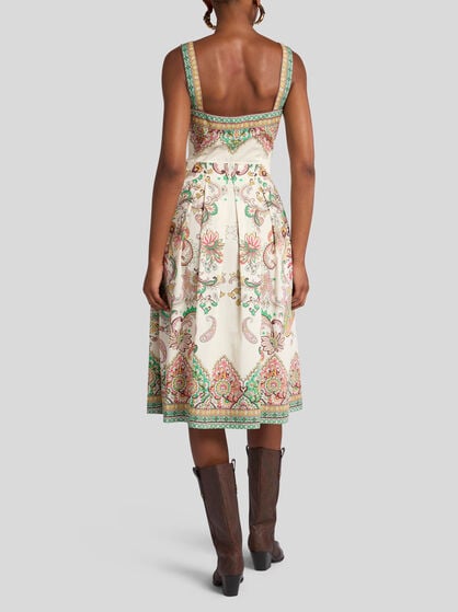 PRINTED COTTON MIDI DRESS