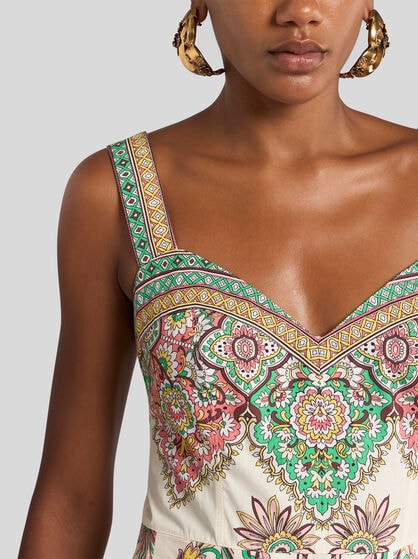 PRINTED COTTON MIDI DRESS