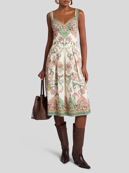 PRINTED COTTON MIDI DRESS