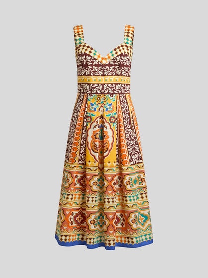 PRINTED POPLIN MIDI DRESS