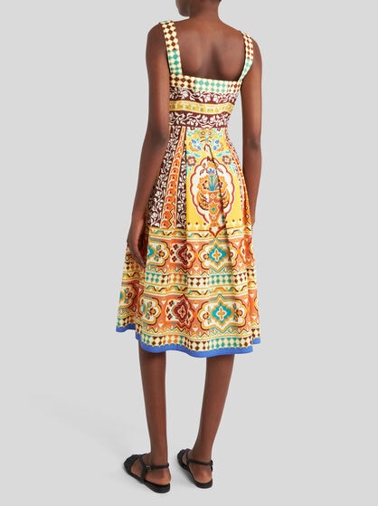 PRINTED POPLIN MIDI DRESS