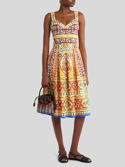 PRINTED POPLIN MIDI DRESS