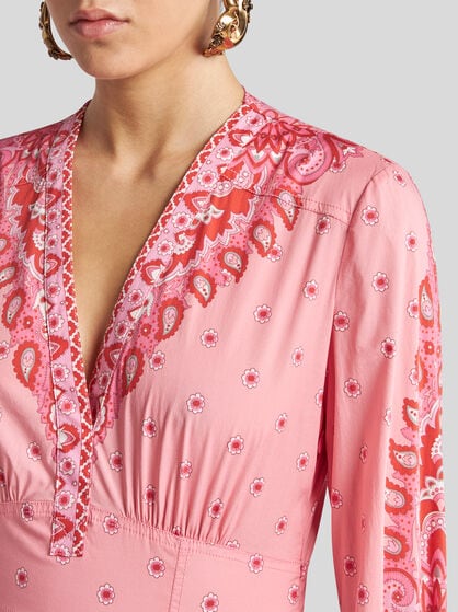 PRINTED POPLIN MIDI DRESS