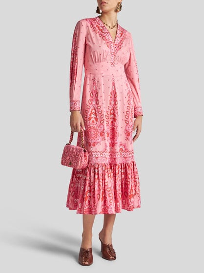 PRINTED POPLIN MIDI DRESS