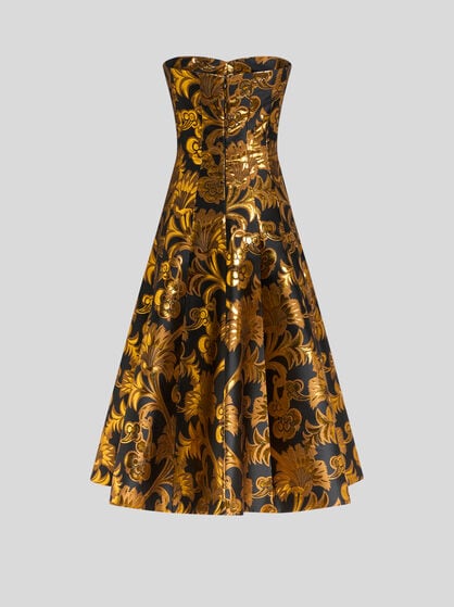 JACQUARD BUSTIER MIDI DRESS