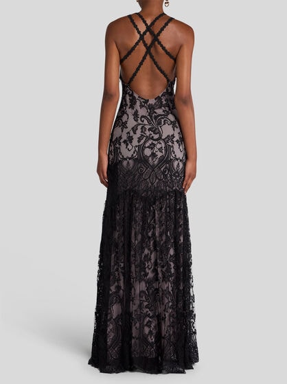 YARN-DYED LACE DRESS