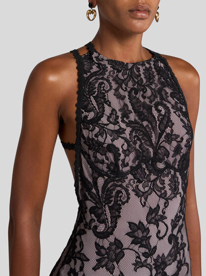 YARN-DYED LACE DRESS