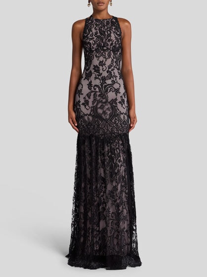 YARN-DYED LACE DRESS