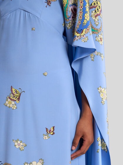 SILK DRESS WITH CAPE