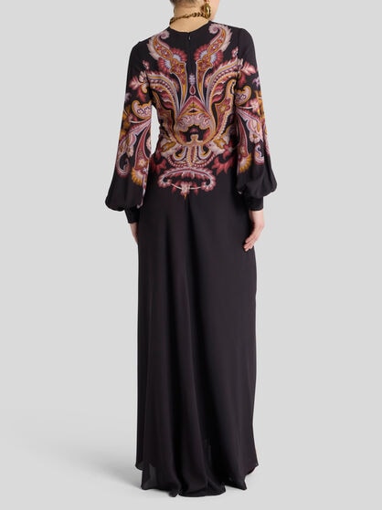 PRINTED STRETCH SABLÉ DRESS