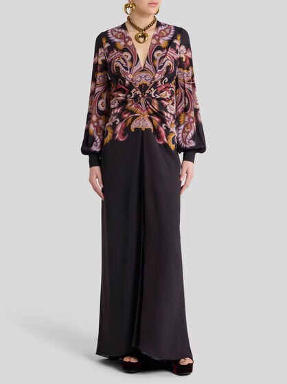 PRINTED STRETCH SABLÉ DRESS
