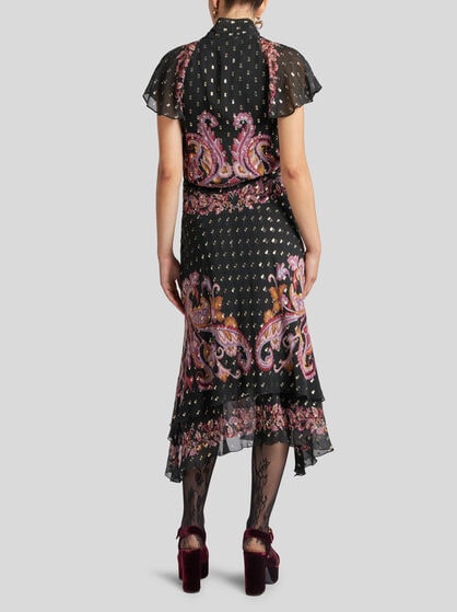 FIL COUPÉ SILK MIDI DRESS