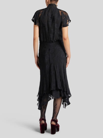 FIL COUPÉ CHIFFON MIDI DRESS