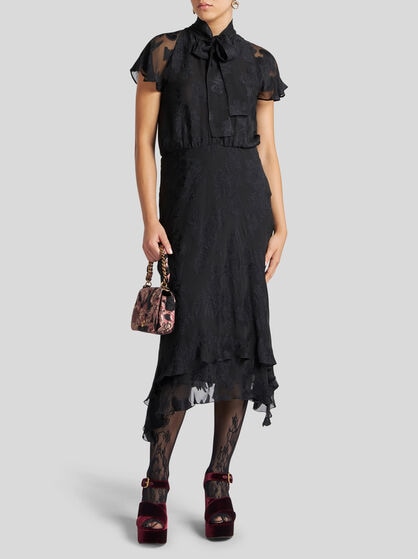 FIL COUPÉ CHIFFON MIDI DRESS