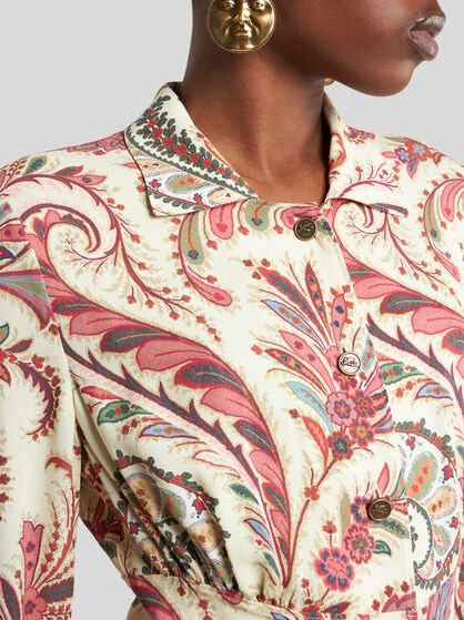 SHIRT DRESS IN PRINTED STRETCH SABLE