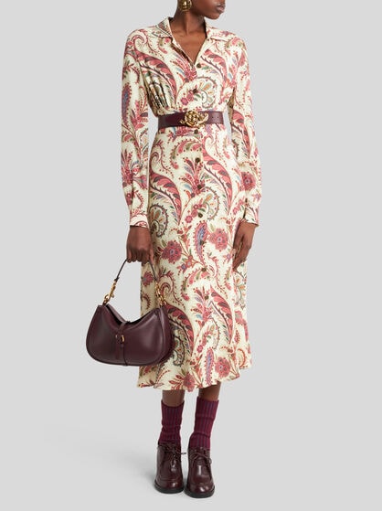 SHIRT DRESS IN PRINTED STRETCH SABLE