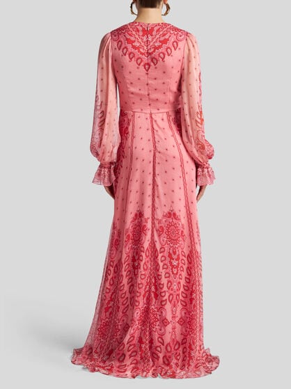 LONG PRINTED SILK DRESS