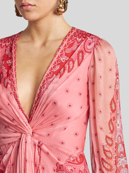 LONG PRINTED SILK DRESS