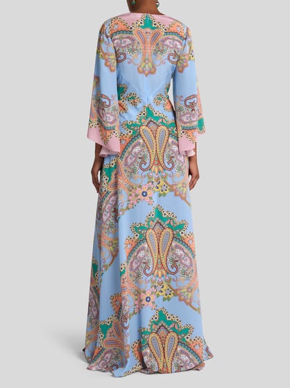 LONG PRINTED SILK DRESS