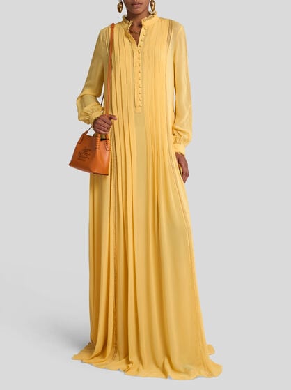 PLEATED SILK DRESS