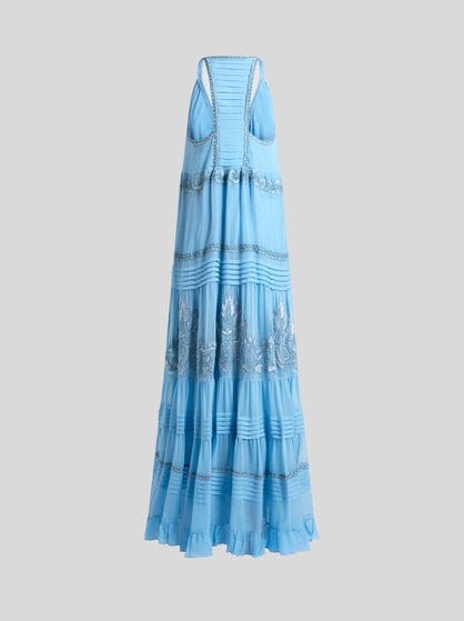 EMBROIDERED SILK MAXI DRESS