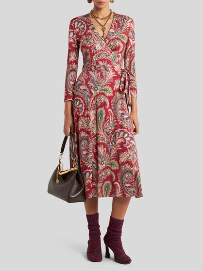 FLORAL PAISLEY WRAPAROUND DRESS