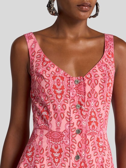 SLEEVELESS DRESS WITH MEDALLION MOTIF