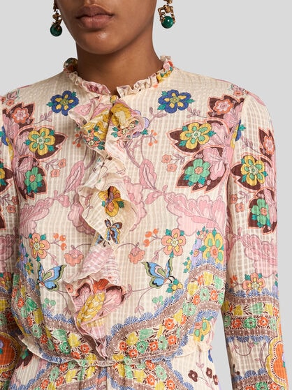 PRINTED SILK MINI DRESS