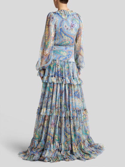 LONG SILK DRESS WITH PRINT