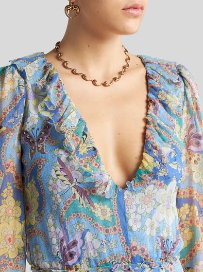 LONG SILK DRESS WITH PRINT