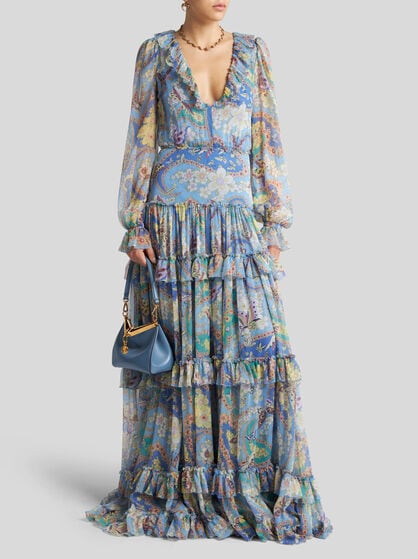 LONG SILK DRESS WITH PRINT