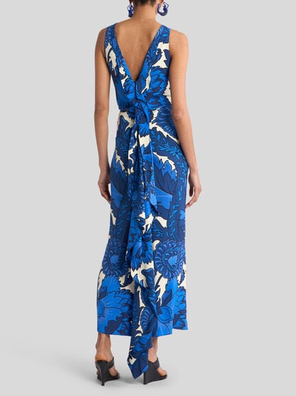 MIDI DRESS WITH MAXI FLORAL PRINT