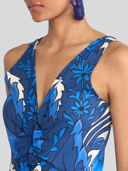 MIDI DRESS WITH MAXI FLORAL PRINT