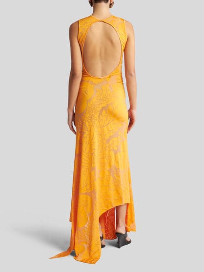 BURNOUT STRETCH JERSEY DRESS WITH CUT-OUT